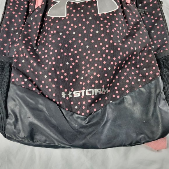 Under Armour Storm Backpack Black Pink Polka Dots School Laptop Book Bag 1277422 - Picture 5 of 11